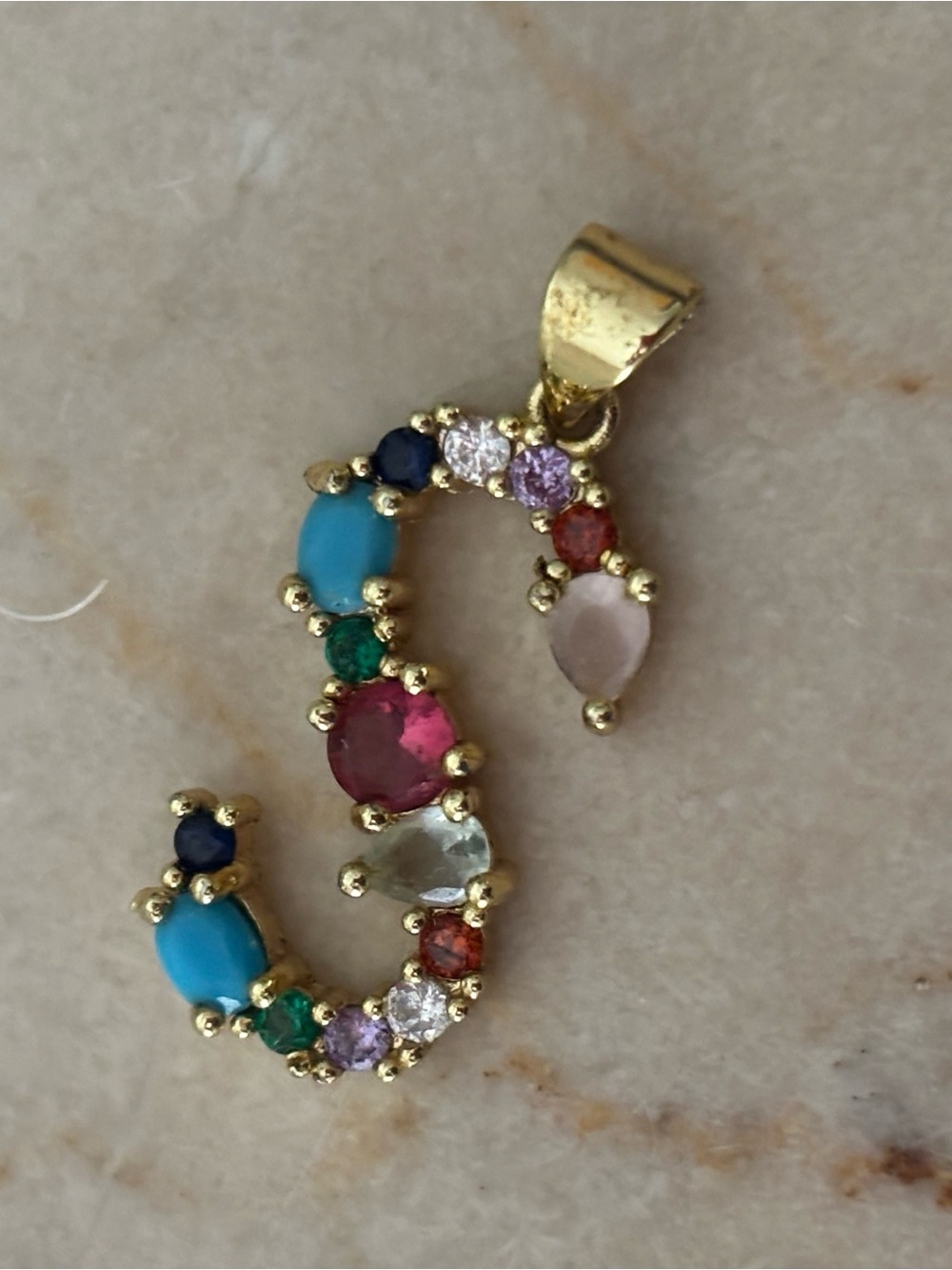 Multicolor gold plated S Letter Pendant
